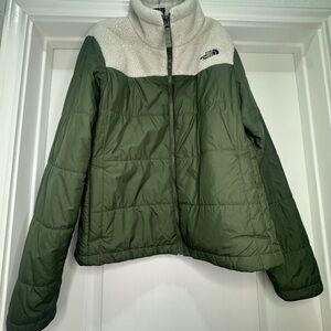 The North Face Women's Olive and Cream Puffer Jacket